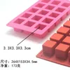 Moldes de cozimento 3,3x3.3 Cubo Mousse Bolo Silicone Mold 15 Grid Pudim de sobremesa francesa