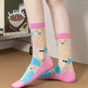 Frauen Socken Trendy Geschenk elastischer Tier Alpaka Frucht Süßes koreanischer Stil transparentes Glas Seidenstrumpf