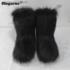 Buty nowe mody Fox Futrze kobiety puszyste futrzane buty śnieżne kobiety zimowe ciepłe pluszowe buty platformowe futrzane sztuczne futro Bottes luksusowe buty T230817