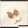 Stick Designer Super Sparkling Beautif Diamond Classic Flower Flower Elegante Orero pendente Pearl per Woman Girls 79rdd BD8Q Dhuet