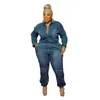 Jumpsuits für Frauen Rolpper zerrissen Kette Taille Langarmed Denim Jungensuit Plus Size Women Mode Herbst 230816