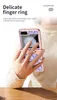 Samsung Galaxy Z Flip 5 4 3 Flip4 Case Leather Ring Hinge Protection Cover를위한 도금 브래킷