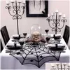 Altre forniture per feste di eventi Halloween Bat Table Runner Black Spider Web Lace Tovande Camino tende per decorazioni per la casa PROPT DH0QU