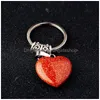 Key Rings Natural Stone Quartz Heart Shape Pendants For Women Girls Gift Fashion Jewelry Accessories Drop Delivery Dhwft