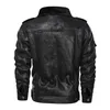 Herrenjacken Männer Leder Motorrad Jacke PU Leder Revers Mantel Outwee Warmes Baseballjacke Maskuline Jacke Vintage Fleece Herren Dicke Mantel 230816