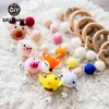 Let'S Make Baby 1Pc Wool Animal Chains Felt Balls Pom Stroller Bed Bell Hanging Soother Play Gym Toys Nursery Decor HKD230817
