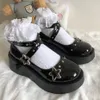 Tacchi per scarpe vestiti Piattaforma di scarpe Lolita Mary Jane Star Buckle Strap Mary Janes Cross Girls Legs Rivet Casual Kawaii 230816