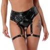 Briefs slipje sexy mujer puta pussy met slipje voor sexy dames o ring been kousenband string ondergoed glanzende patent lederen crotchless slips 230817