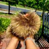 Tofflor Saucy Girl Summer Flat Slippers Big Fur Lovely Sandals Women Black Fur Slides Billiga bilder Nya ankomst Garden Clogs Shoes T230817