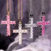 Pendant Necklaces New Fashion Necklaces Female Pendants Gold Multi Color Crystal Jesus Cross Pendant for Women Necklace Party Leisure Time Jewelry J230817