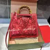 2023 glinsterende bamboe schoudertassen designer tas crossbody tas vrouw reisbakken portemonnees handtas lederen glanzende pailletten 5a