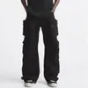 Pantalon homme multi-poches droit Baggy Cargo pantalon pour homme salopette noire Streetwear pantalon décontracté ample surdimensionné