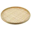Dinnerware Sets Wooden Fruit Basket China Snack Case Bamboo Weaving Sieve Tray Handle Holder Container Child
