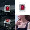 Кольца Винтаж 6CT Ruby Moissanite Diamond Ring 100% Оригинальный 925 Sterling Sier Band для женщин.