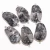 Colliers pendants Stone Naturel Connecteur ovale Labradorite Collier minéral Guérison Argent plaqué bord Charmes bijoux en gros 6pcs