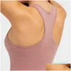 Yoga-Outfit Racerback Tanktop LU-191 Snug Fit ärmellose Hemd gebürstete Frauen Sportarten mit gepolsterten BH-Drop-Lieferung im Freien