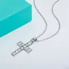 Pendanthalsband Anujewel 35mm 22CTTW D Color Diamond Cross Necklace 925 Sterling Silver Fine Jewelry Presents Wholesale 230817