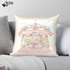 Caisse d'oreiller pastel cirque carrousel carré boîtier polyester lin lin velours imprimé décor jet couvercle coussin de maison 45x45 hkd230817