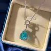 ペンダントネックレスElsieunee 925 Sterling Silver Paraiba Tourmalineシミュレートされたダイヤモンドネックレスパーティーファインジュエリー230817