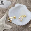 Charm ORSA JEWELS 925 Sterling Silver Triangle Pearl Earrings for Women Elegant Freshwater Geomety Ear Stud Jewelry GPE35 230817
