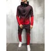 メンズトラックスーツPria Musim Gugur 2PCS Latihan Yg Hangat Set Phoodie Top Tinggi Pinggang Celana Larim Polos Saku Slim Fit Tracksuit