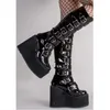 Sukienka buty gotyckie buty 2023 Dark Rock punk platforma kliny kolan metalowy metalowy okrąg