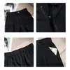Shorts femminile abito nero abiti da donna Estate 2023 dritti a sciolte in alto con gamba larga per leisure magro pantaloni a metà linea in stile coreano in stile coreano