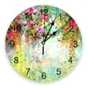 Wall Clocks Red Roses Flower Modern Clock For Home Office Decoration Living Room Bathroom Decor Needle Hanging Watch