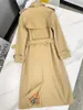 Designer Women Fashion Paris Middle Long Trench Coat High Quality Brand Design Double Breasted Coat Cotton Tyg Size S-2XL