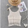 Tanques femininos Boho Tampo Tampa para mulheres sem mangas Spaghetti Strap Tassel Design Camisoles Summer Ladies Hollow Out Gallus DropShiping