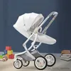 Strollers# 2023 New Baby Stroller 2in1/3 In 1 Leather Luxury Baby Carriage with Car Seat Newborn Baby Stroller High Landscape car R230817