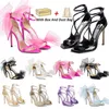 With BOX Luxury Women Shoe Jimmy Choo High Heels Sandals Women Heel Pumps Sandal【code ：L】With Asymmetric Grosgrain Mesh Fascinator Bows Wedding Dress Shoes Fuchsia