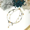 Anklets Lii Ji Black Spinel Apatite/Green Onyx/Citrine 2mm Crystal Double Layer Anklet 243cm Handmade Bohe Fashion Jewelry For Female 230816