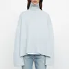 Toteme Knit Top High Collar Long Sleeve Loose Sweater Top for Women Solid color