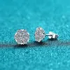 Boucles d'oreilles de goujon de bouton de charme 05CT 1CT en or blanc plaqué Sterling D VVS1 laboratoire Diamond Flower Stodds pour femmes 230817