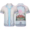 Mens Designer Shirt Casablanca 23SS Sport Knit Rabbit Silk Shirt Hawaiian Short Sleeve Shirt Män Slim Dress Shirt M-3XL