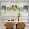 Relógios de parede estilo chinês sala de estar decoração atmosfera de fundo de pintura moderna jantar