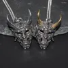 Anhänger Halsketten Herren Edelstahl Halskette Zähne Dämonmaske Retro Gothic Punk Style Monster Skull Schmuckgeschenk Geschenk