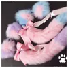 Anal Toys Fox Tail Bow Metal Butt Anal Plug Cute Bow-Knot Soft Cat Ears Headbands Erotic Cosplay Accessories Adult Sex Toys For Couples HKD230816