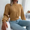 Swetery kobiet 2023 Casual Twist Lantern Sleeve Krótki talia SWEAT SWEAT AUTN Zimowa długa top na 23792