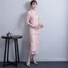 Ethnische Kleidung 2023 Retro -Spitze gesticktes Cheongsam elegantes tägliches Kleid verbessert chinesischen Stil sexy lange weibliche qipao s28