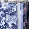 Active Pants With Logo Justera kvinnor Yoga Tight Fit Leggings Tie Dye Sports High midja nio poäng Running Fitness Elastic