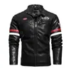 Erkek Ceketler Erkekler Vintage Motosiklet Ceket Moda Biker Deri Ceketler Erkek Nakış Bombacı Ceket Kış Polar PU PUat S-3XL 230816