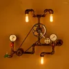 Vägglampa loft industriell led ljus järn rost vatten rör retro vintage e27 sconce lampor hem inomhusbelysning fixturer