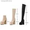 Boots 15cm High heels Platform Wedges Women Punk Over the knee Boots Fashion Leather Autumn Winter Chelsea long Boots Chunky Shoes T230817