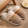 Winter Bow Cotton Slippers Women Men Cute Winter Couple Home Thickened Soft Soled Warm Fuffy Slippers