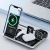 4 in 1 Alarm Clock Wireless Charger Stand For iPhone 14 13 11 12 Apple Watch Foldable Charging Dock Station for Airpods Pro iWatch Samsung Xiaomi Mi Huawei Smartphones