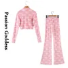 Womens Two Piece Pants Cute Women 2 Velvet Sets Loungewear Tracksuits Babe Letter Tryckt blixtlås Jackor Hög midja Flare Outfits 230817