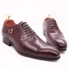 Kleding schoenen luxe mannen oxford schoenen slang huid prints klassieke stijl jurk lederen schoenen koffie zwart veter puntige teen formele schoenen mannen 230816