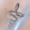 Anéis de banda gótico aberto strass cobra anel ajustável animal anéis réptil para homens mulheres moda hiphop menino menina aniversário jóias presentes j230817